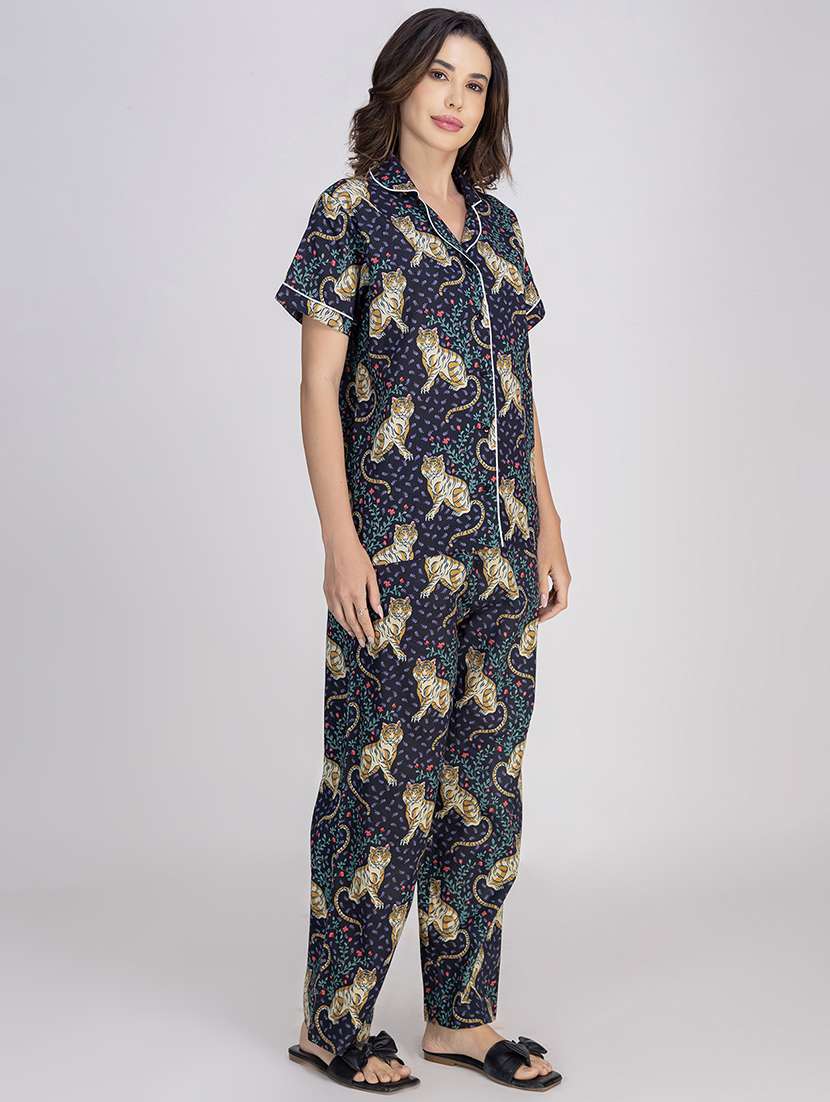 women printed nightwear pyjama set - 21750141 -  Standard Image - 3
