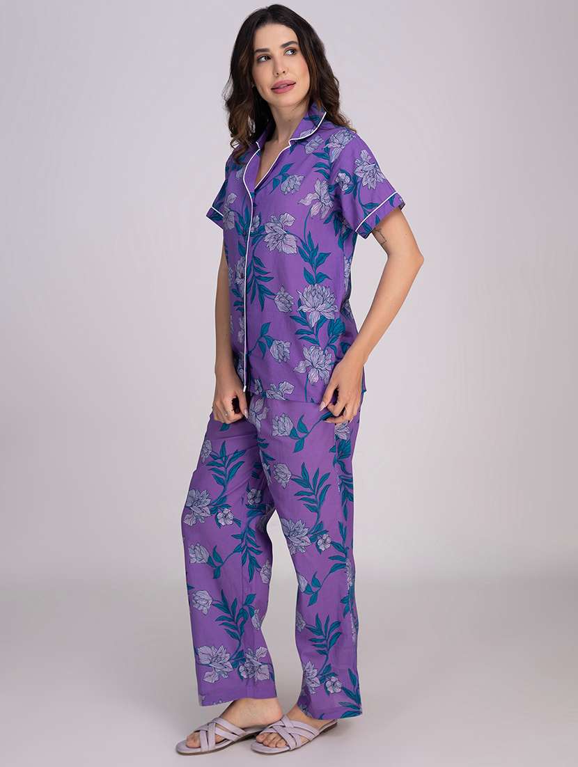 women printed nightwear pyjama set  - 21750142 -  Standard Image - 3