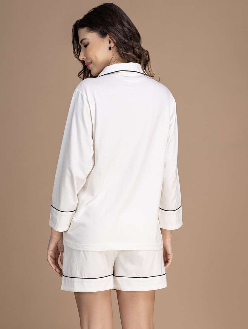 women solid nightwear pyjama set - 21750144 -  Standard Image - 3