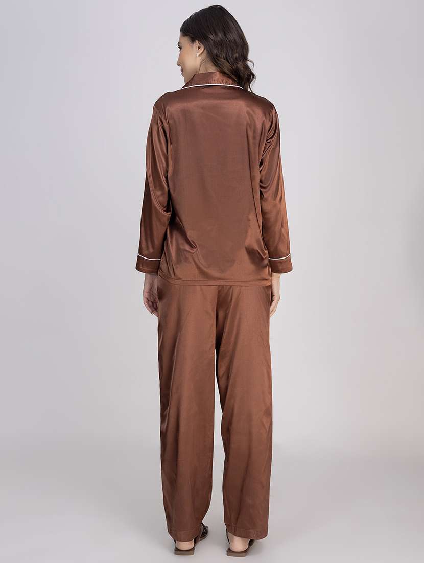 women solid nightwear pyjama set - 21750148 -  Standard Image - 3