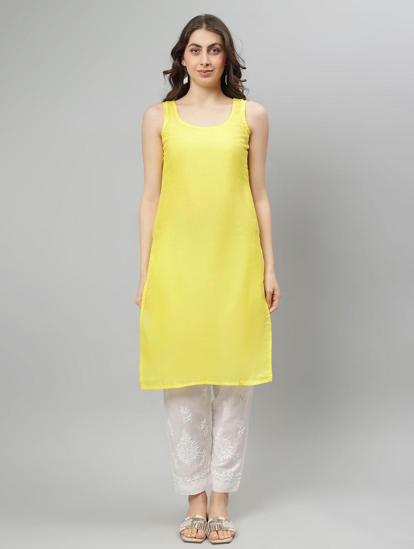 women three quarter sleeve straight chikankari kurta - 21750172 - Standard Image - 3