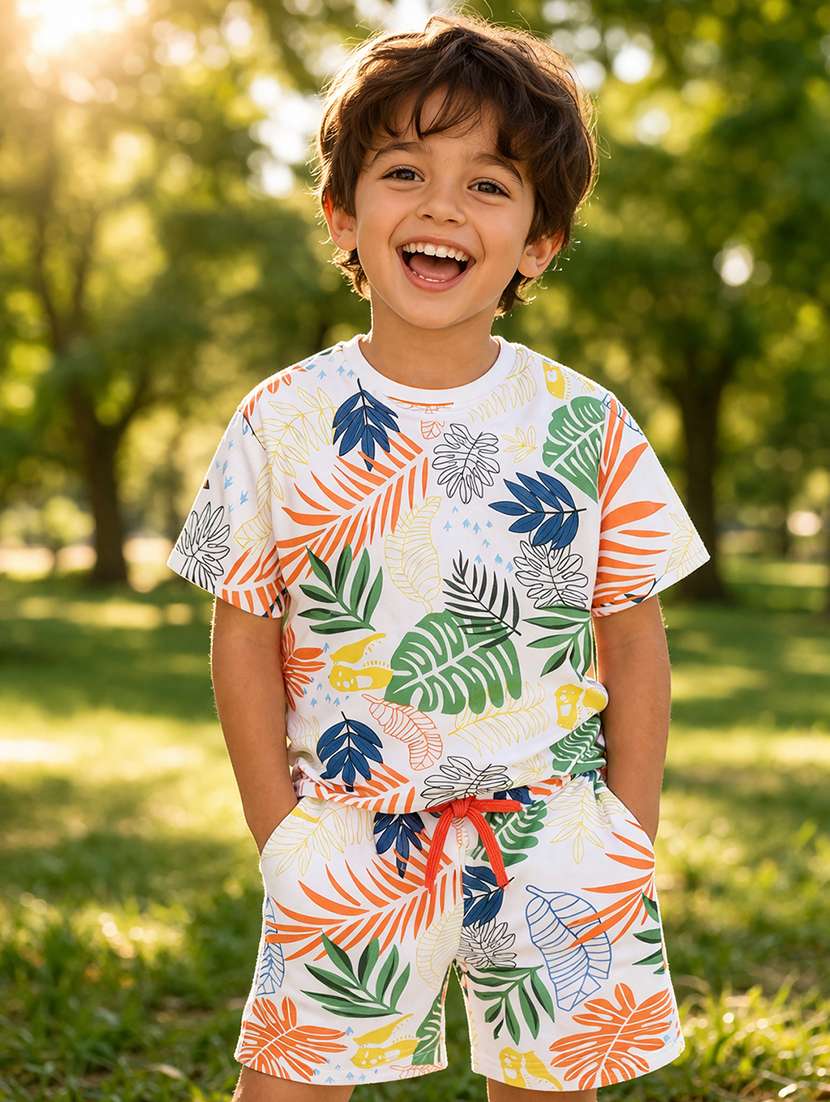 kids printed short and t-shirt set