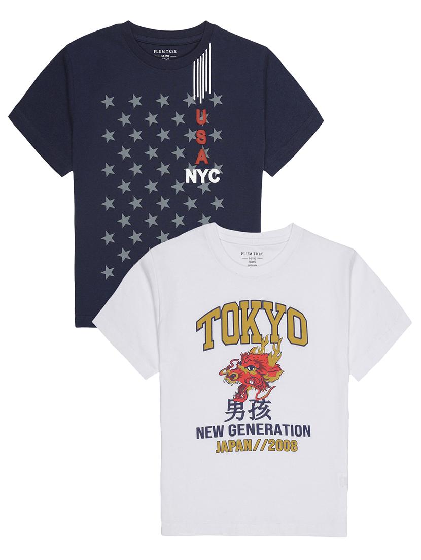 kids pack of 2 printed short sleeves t-shirts - 21750353 - Zoom Image - 0