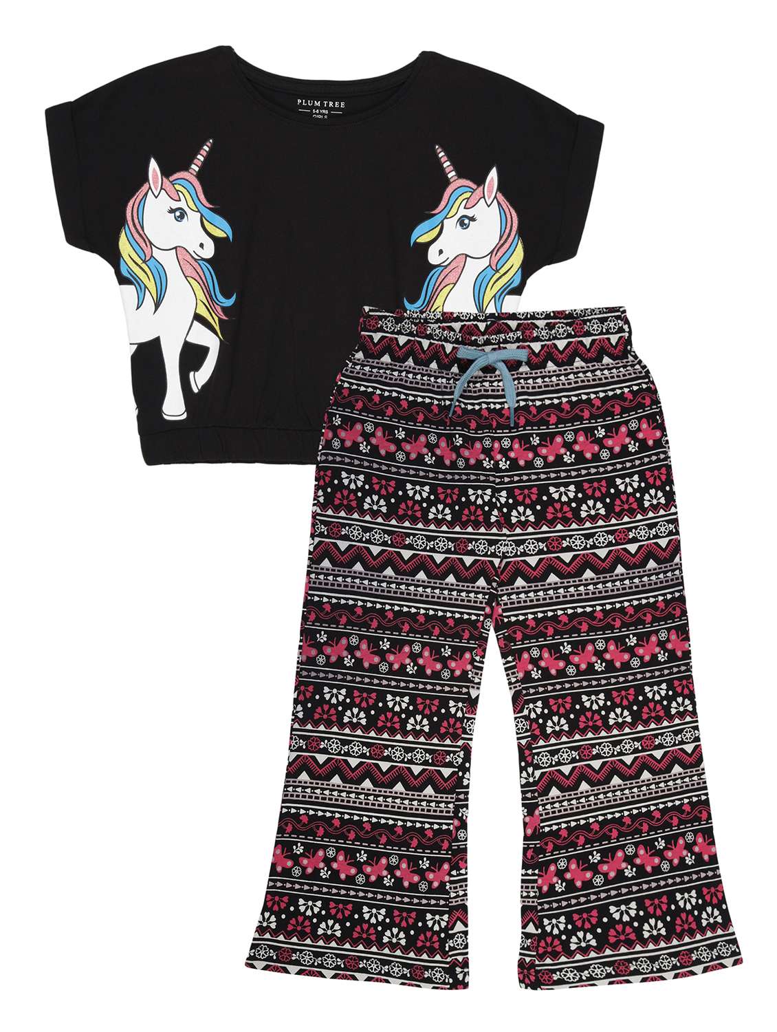 girls printed top and trouser set