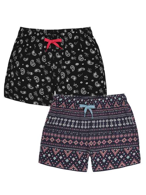 black cotton shorts and threefourth - 21750382 - Standard Image - 0