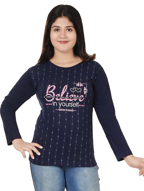 girls printed long sleeve casual t-shirt