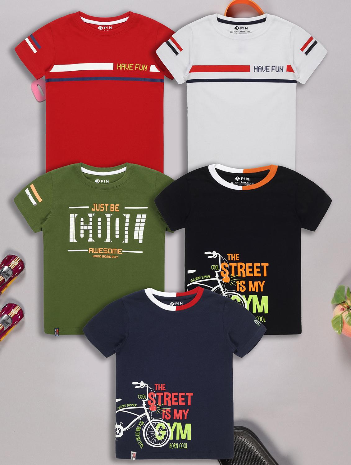boys pack of 5 printed short sleeve t-shirt