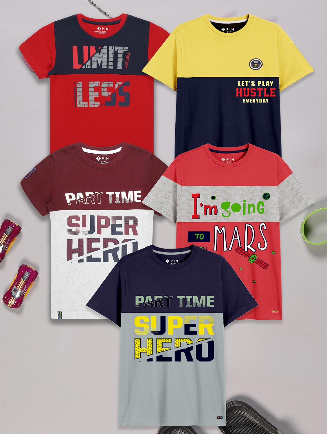 boys pack of 5 printed short sleeve t-shirt - 21750530 - Zoom Image - 0