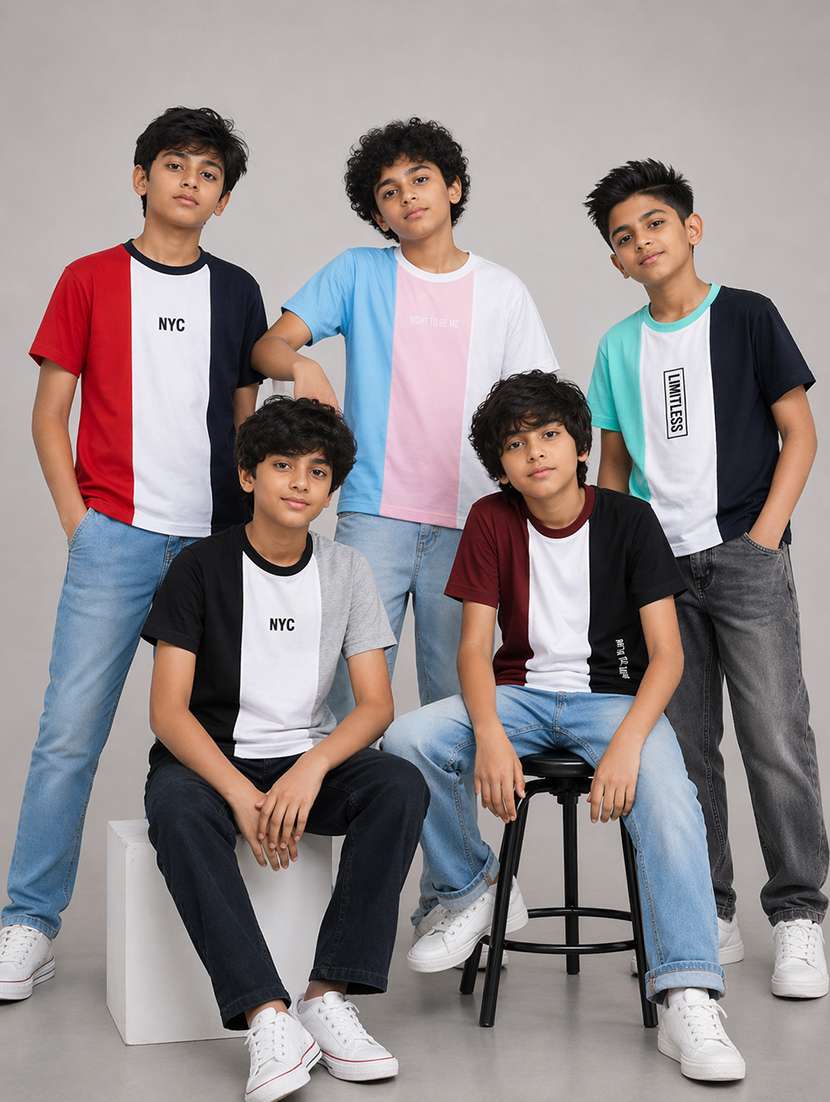 boys pack of 5 printed short sleeve t-shirt