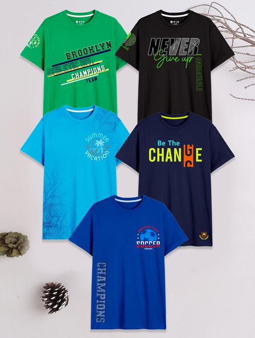 boys pack of 5 printed short sleeve t-shirt - 21750532 - Standard Image - 0