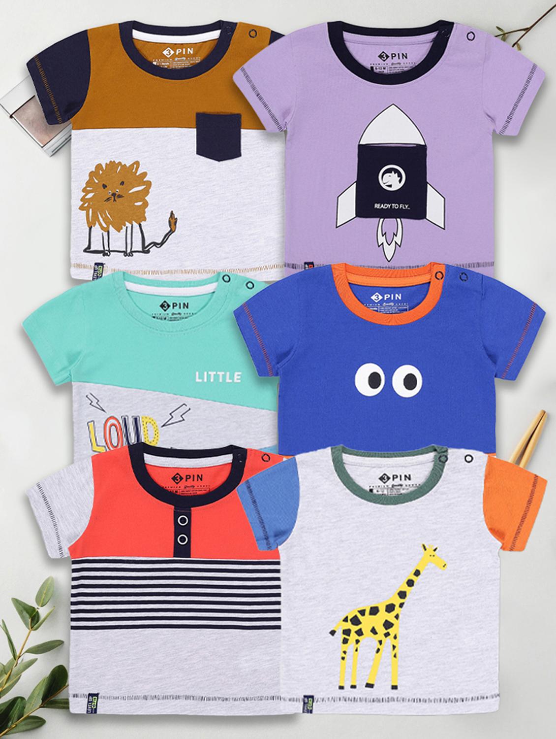 boys pack of 5 printed short sleeve t-shirt