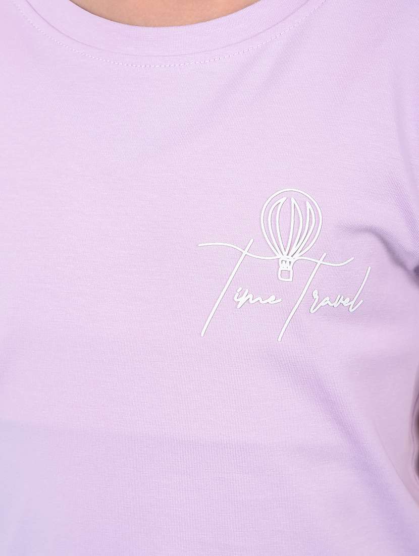 girls lavender solid round neck regular tee - 21750552 -  Standard Image - 5