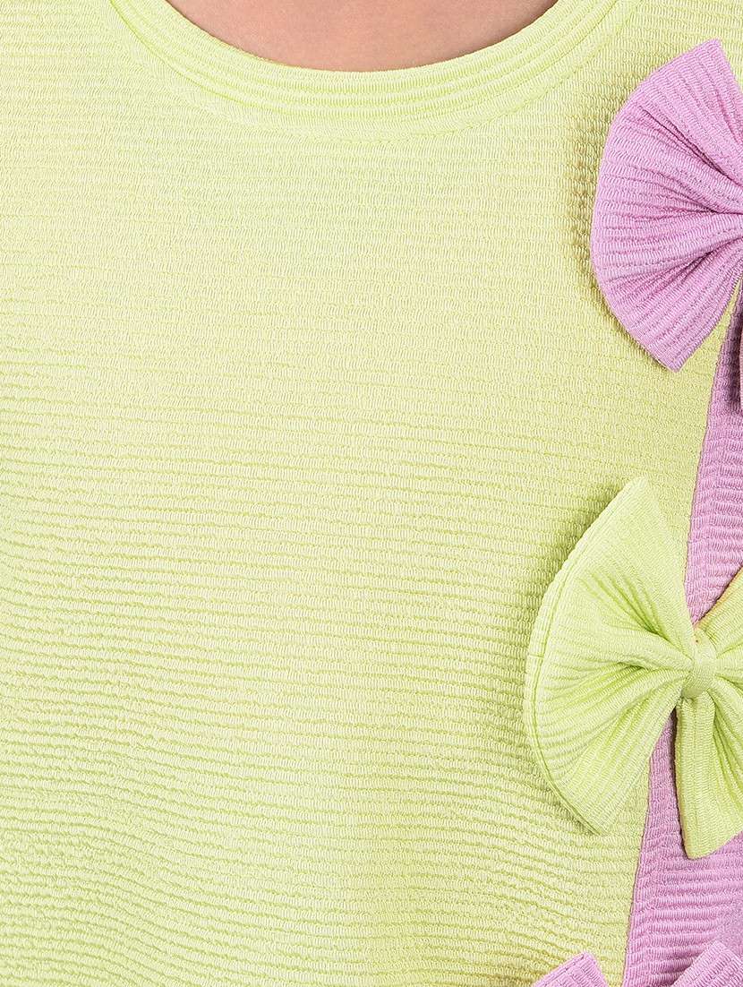 girls yellow color block round neck regular tee - 21750553 - Standard Image - 5