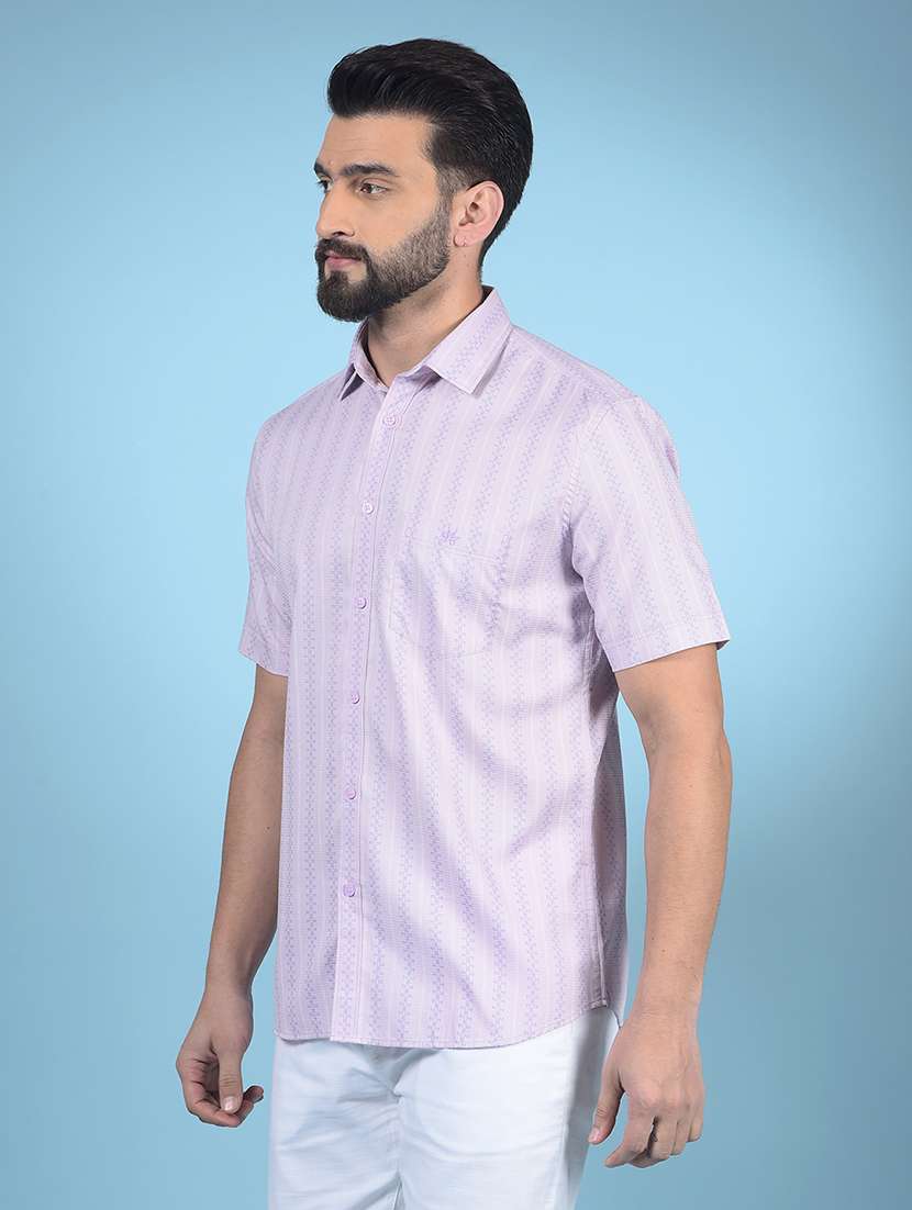 men printed short sleeve slim fit casual shirt