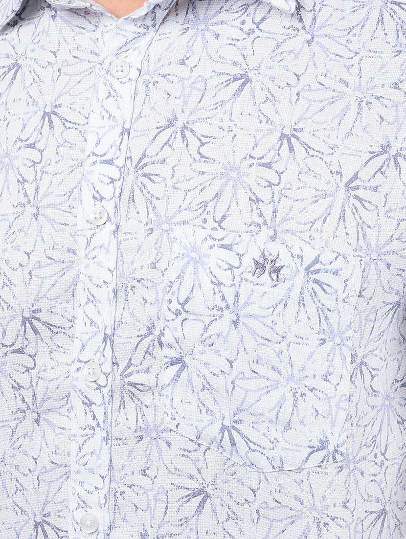 men floral printed short sleeve slim fit casual shirt - 21750567 -  Standard Image - 5