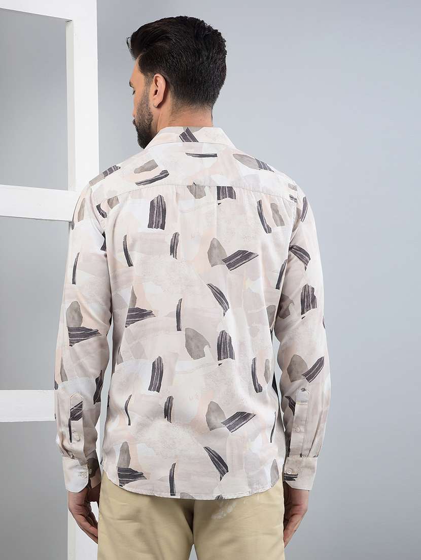 men printed long sleeve slim fit casual shirt - 21750582 -  Standard Image - 3