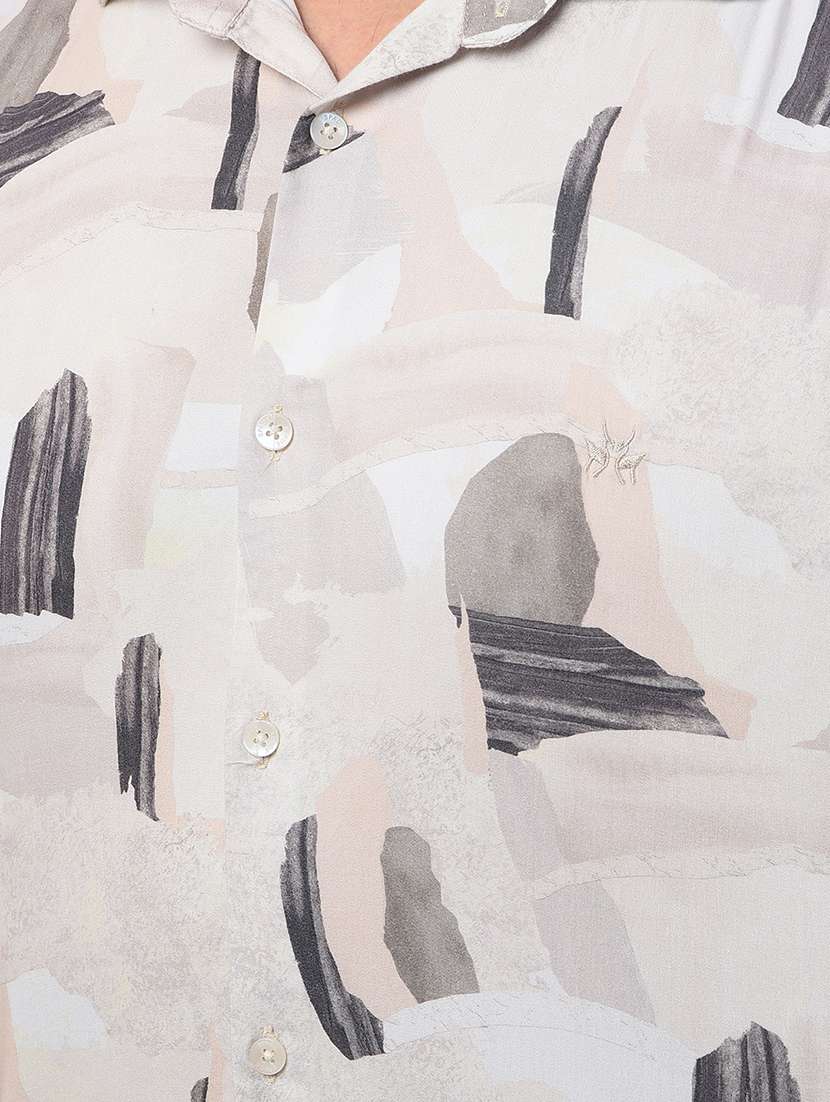 men printed long sleeve slim fit casual shirt - 21750582 -  Standard Image - 5