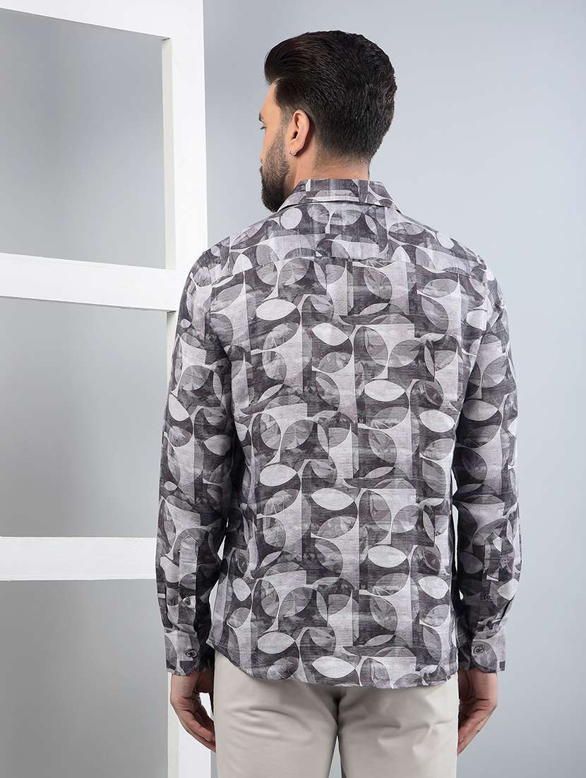men printed long sleeve slim fit casual shirt - 21750586 - Standard Image - 3