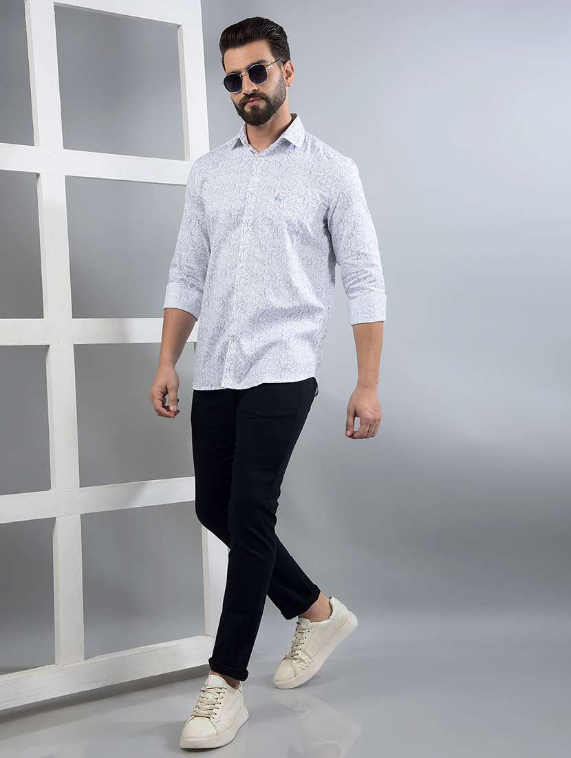 men printed long sleeve slim fit casual shirt - 21750592 -  Standard Image - 5