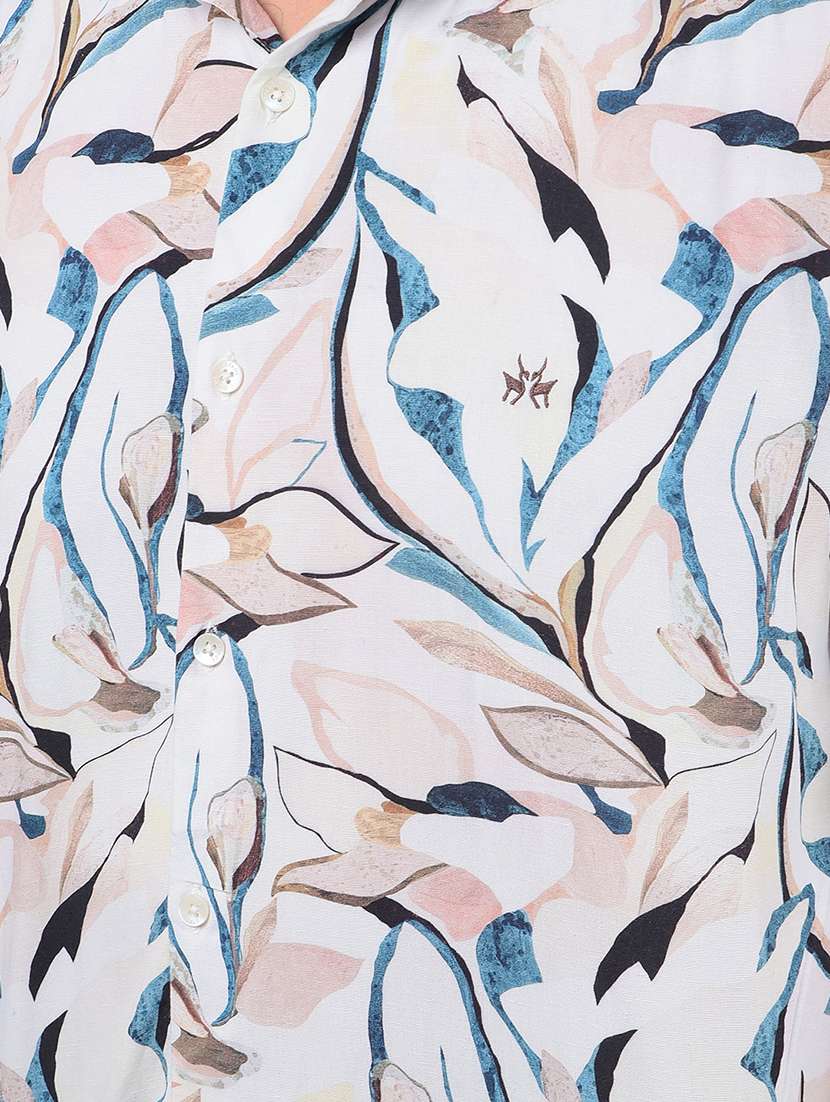 men floral printed short sleeve slim fit casual shirt - 21750599 -  Standard Image - 5