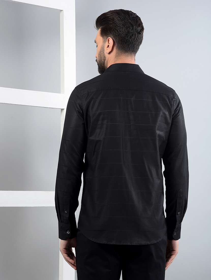 men striped long sleeve slim fit casual shirt - 21750604 -  Standard Image - 3