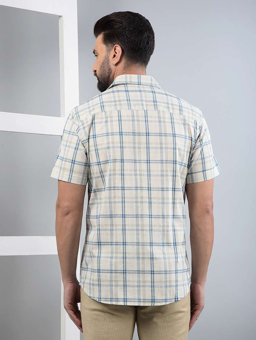 men checkered short sleeve slim fit casual shirt - 21750628 -  Standard Image - 3