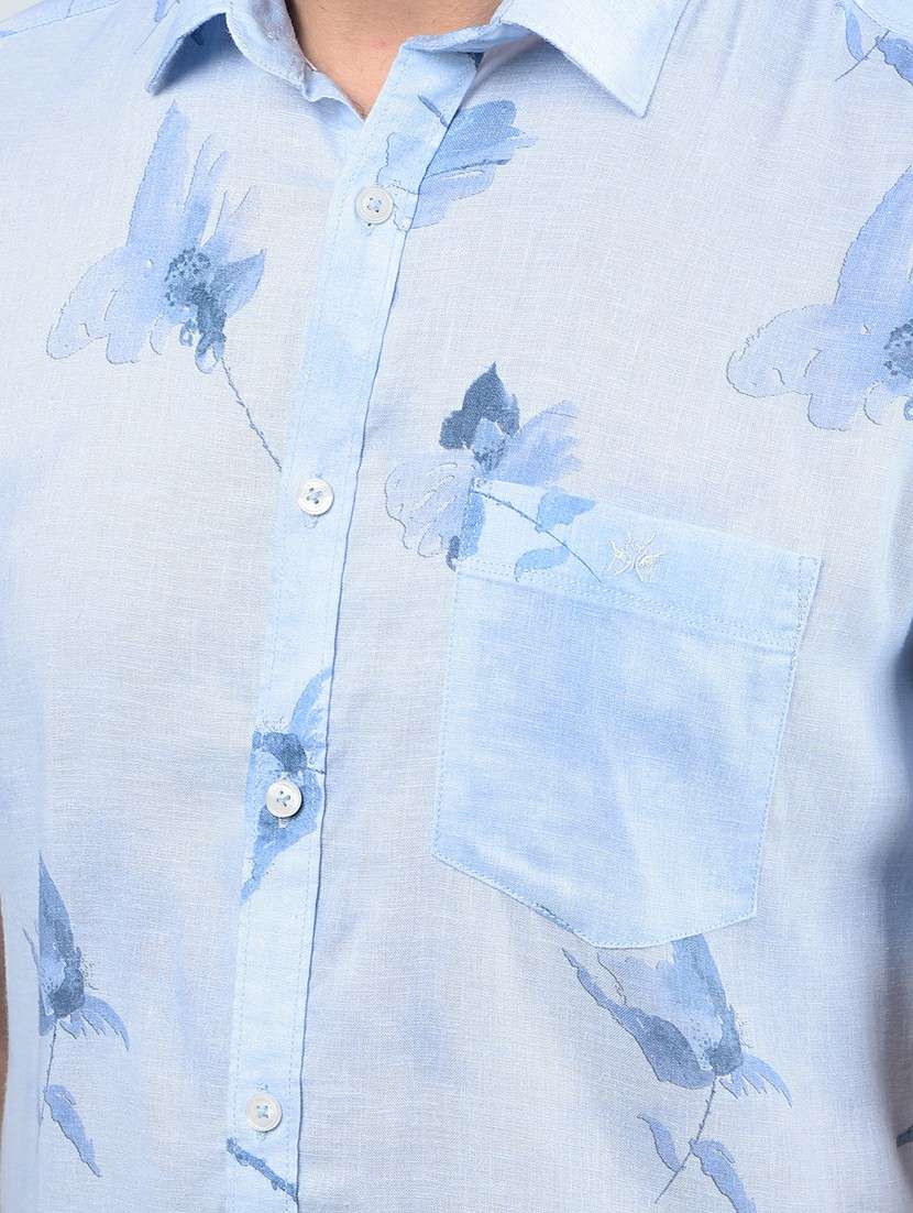 men floral printed short sleeve slim fit casual shirt - 21750634 -  Standard Image - 5