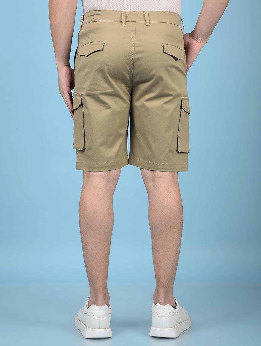men solid mid rise slim fit cargo shorts - 21750656 - Standard Image - 3
