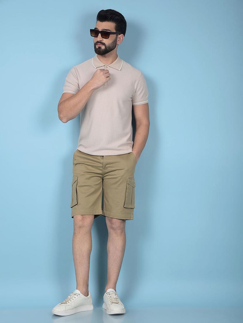 men solid mid rise slim fit cargo shorts - 21750656 - Standard Image - 5