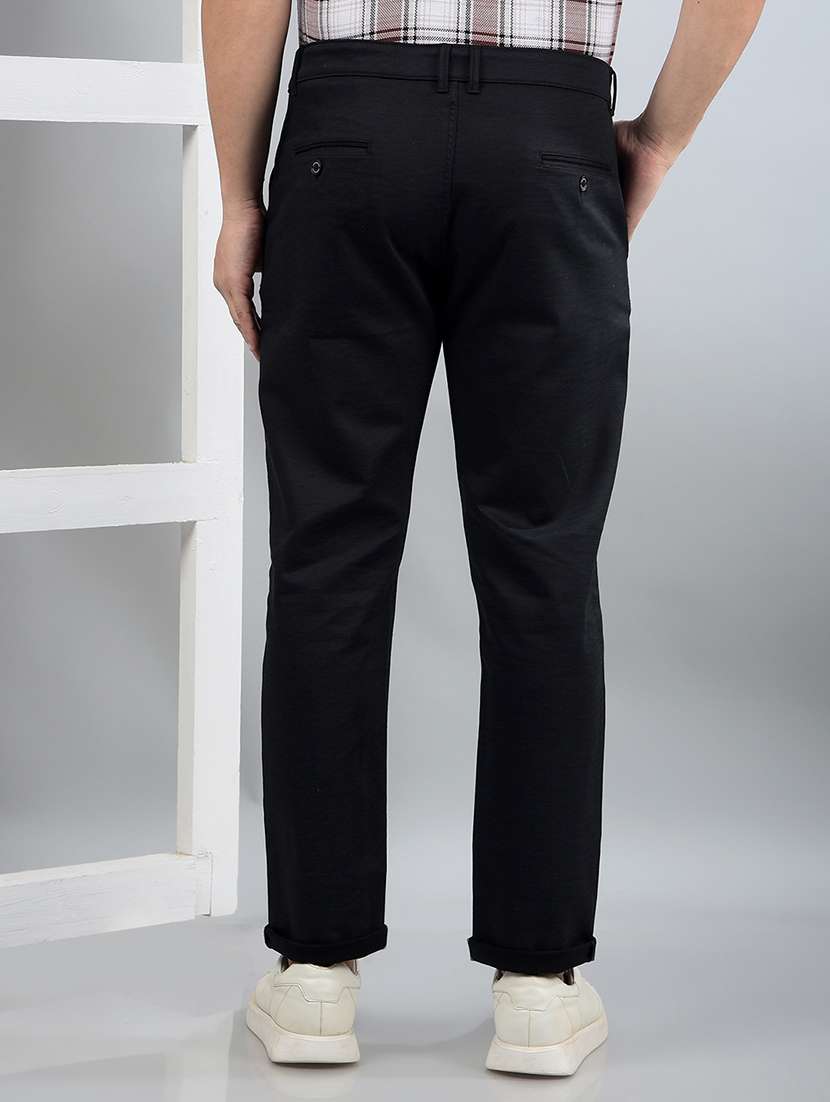 men solid mid rise chinos trouser - 21750672 - Standard Image - 3
