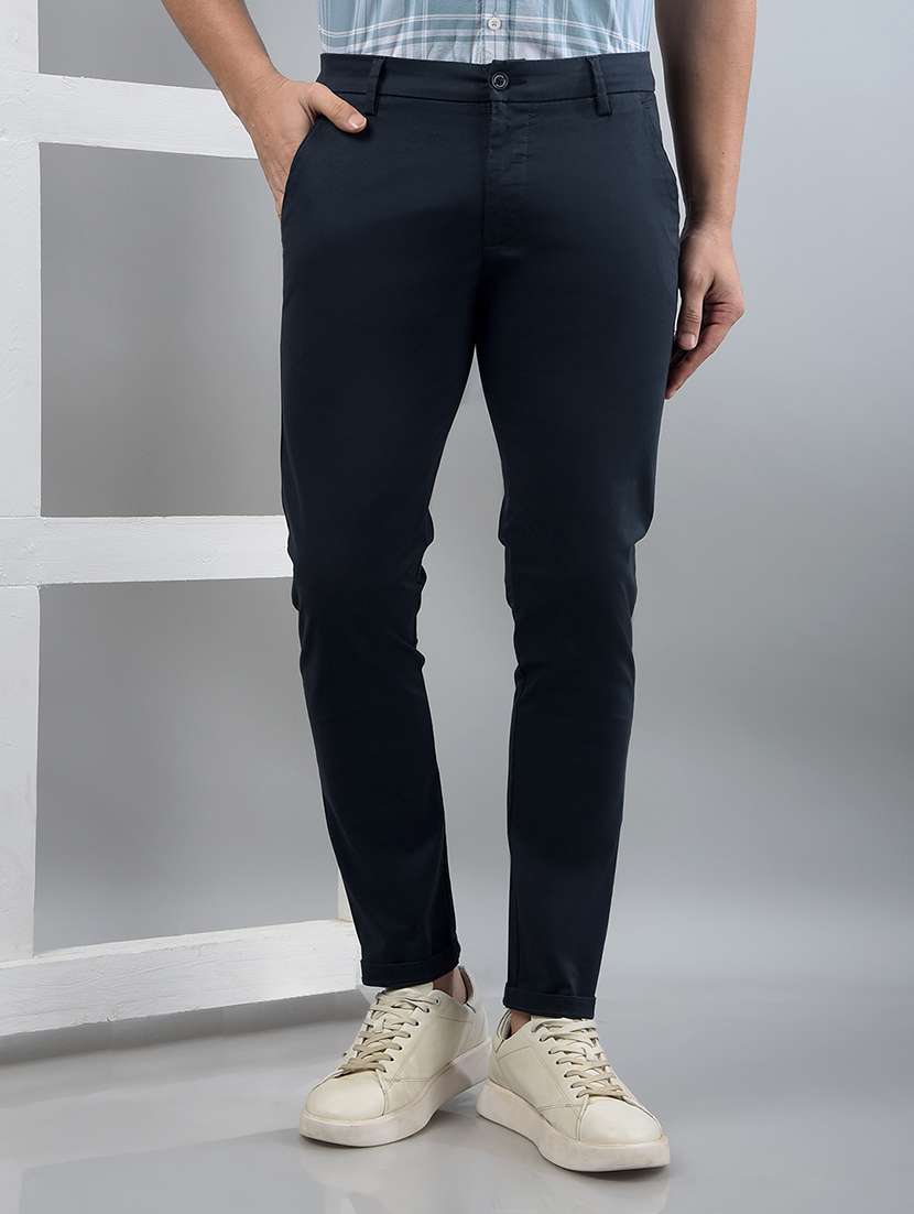 men solid mid rise chinos trouser 