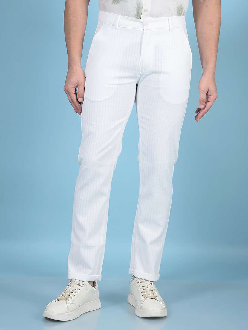 men white mid rise chinos casual trouser