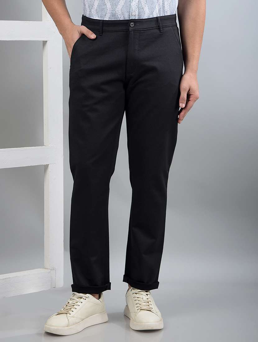 men solid mid rise chinos trouser 