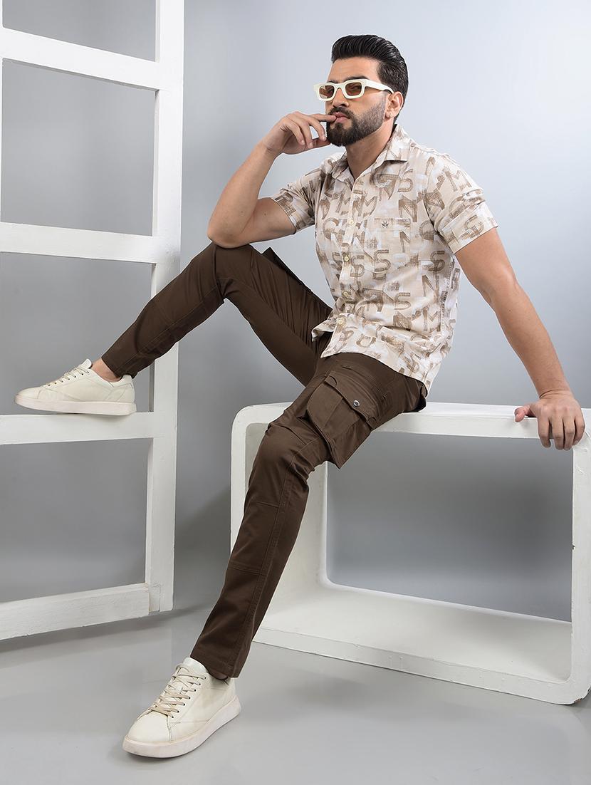 men solid mid rise regular fit cargo - 21750688 - Standard Image - 5
