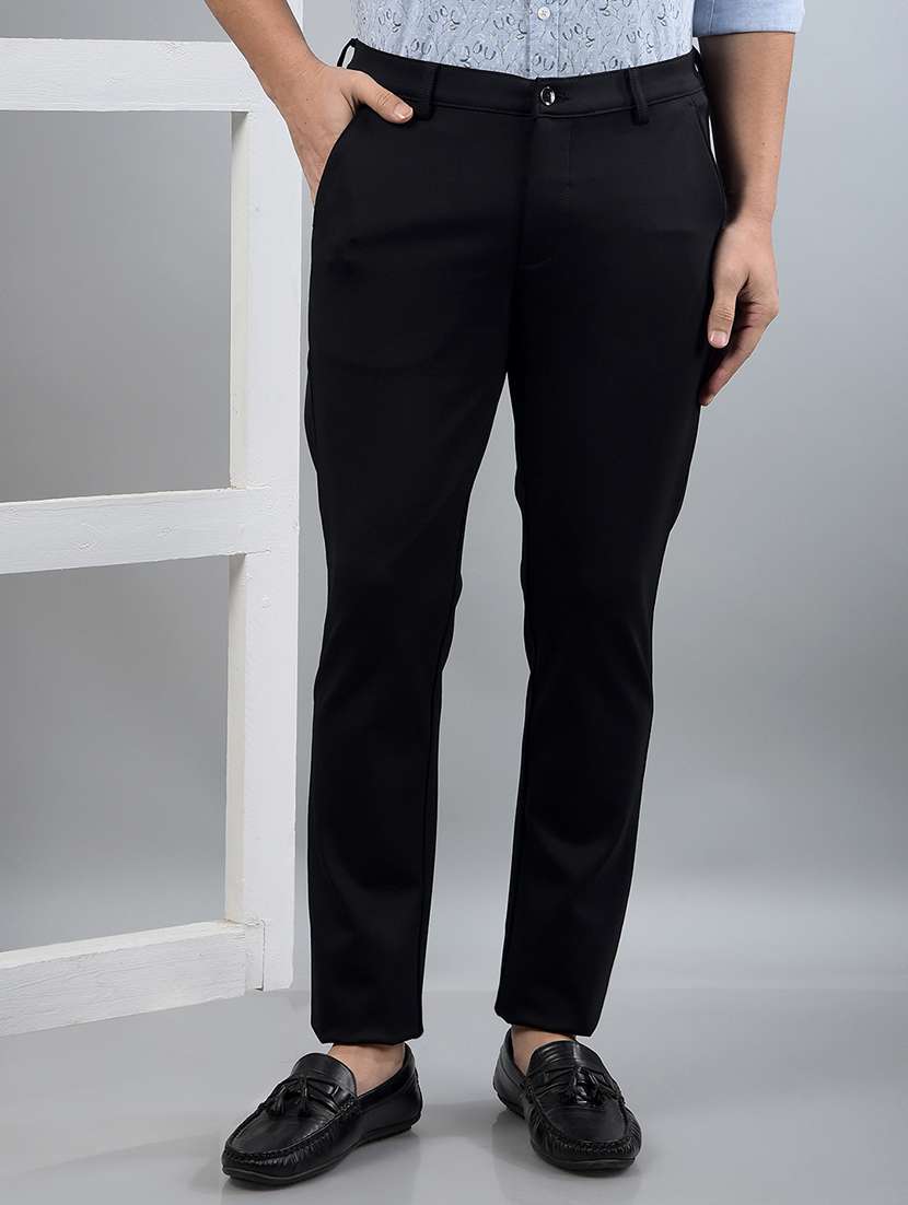 men solid mid rise chinos trouser 