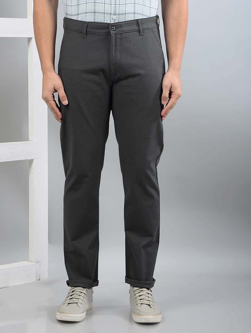 men solid mid rise chinos trouser 