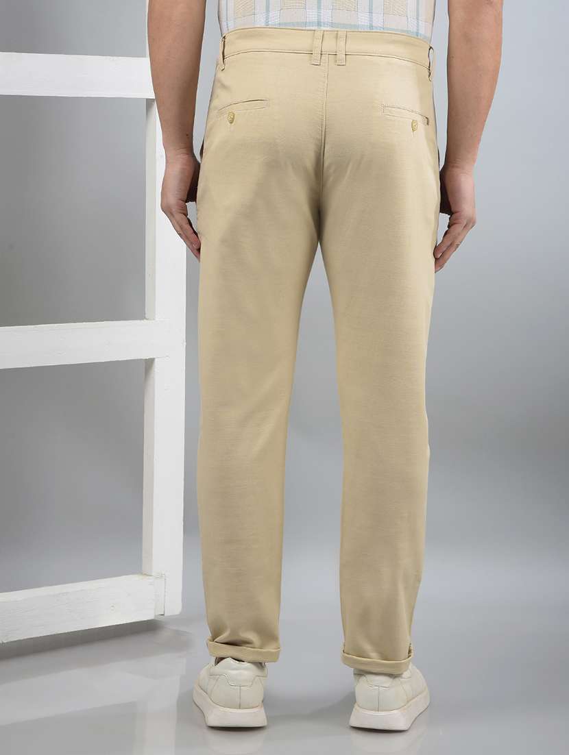 men solid mid rise chinos - 21750696 - Standard Image - 3