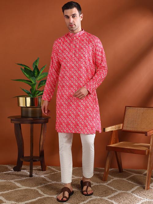 men printed mandarin neck long kurta - 21750733 -  Standard Image - 0