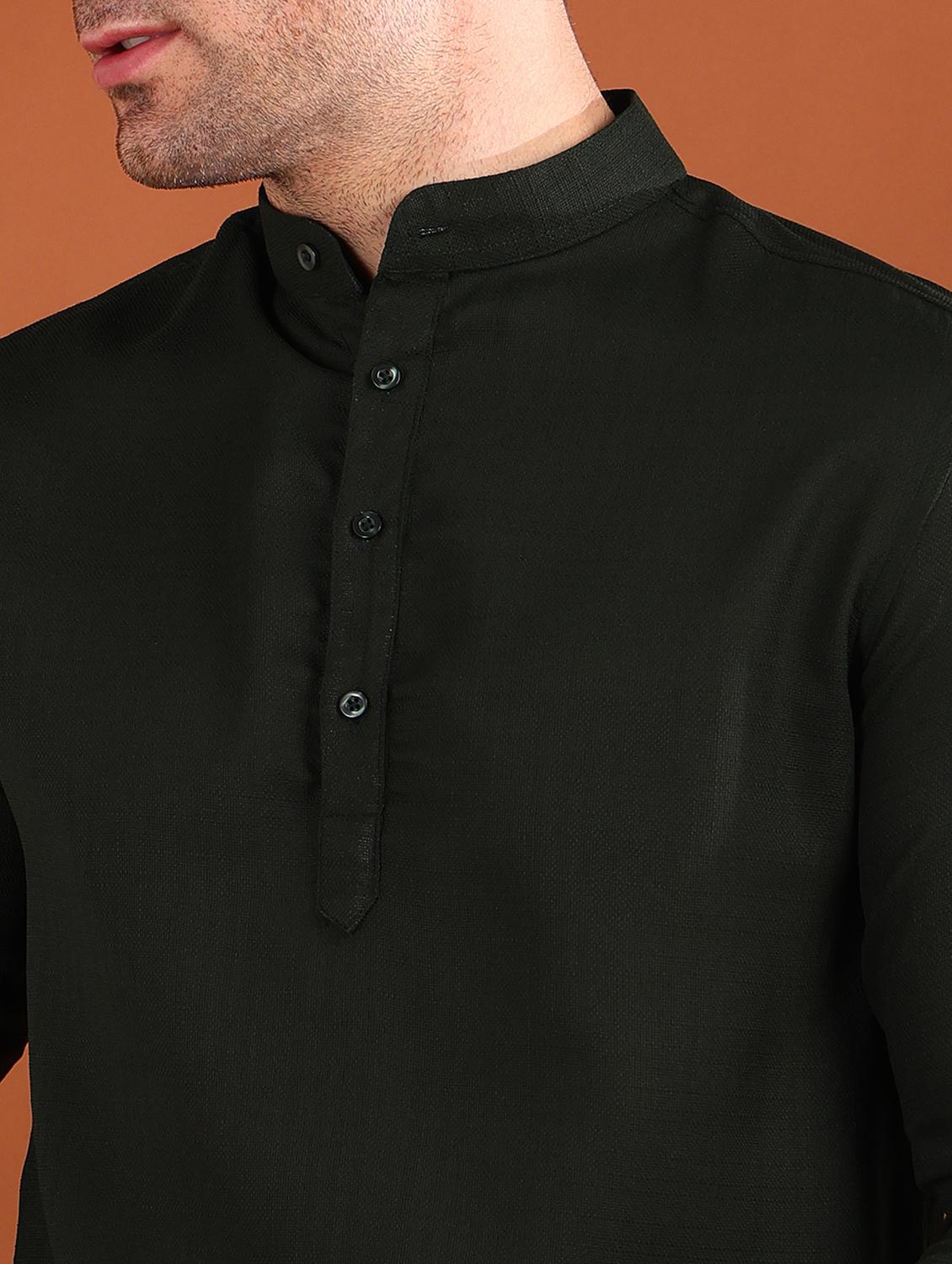 men solid mandarin neck short kurta - 21750746 - Standard Image - 5