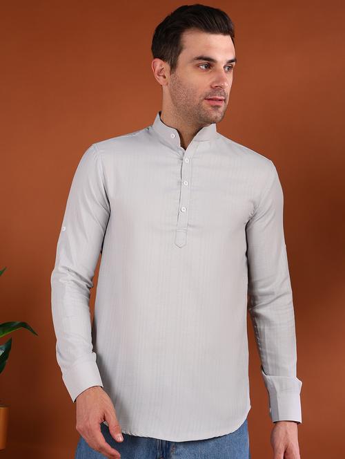 men solid mandarin neck short kurta - 21750749 -  Standard Image - 0
