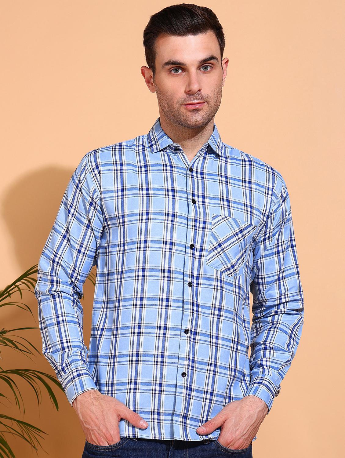 men checkered long sleeve regular fit casual shirt