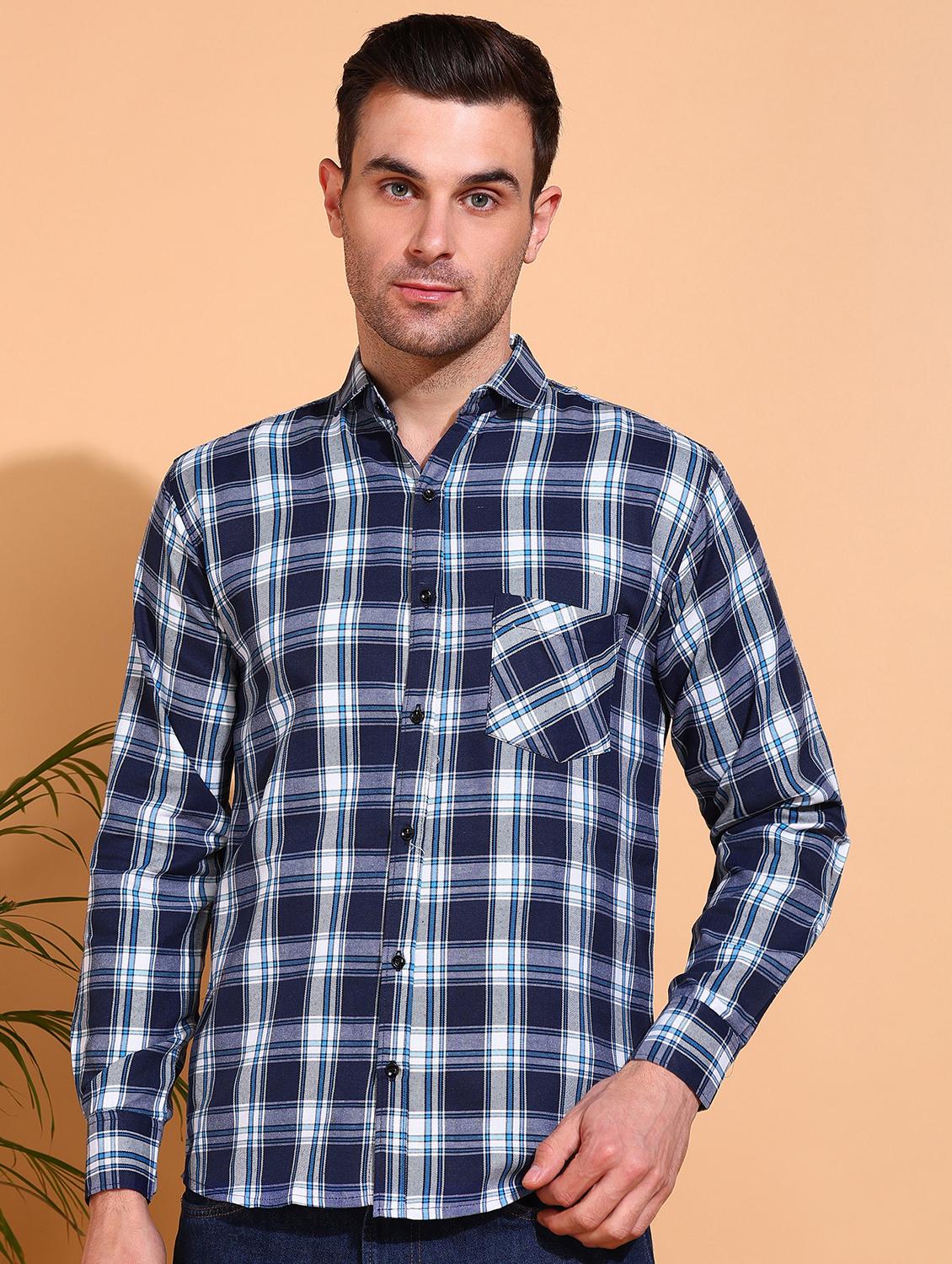 men checkered long sleeve regular fit casual shirt