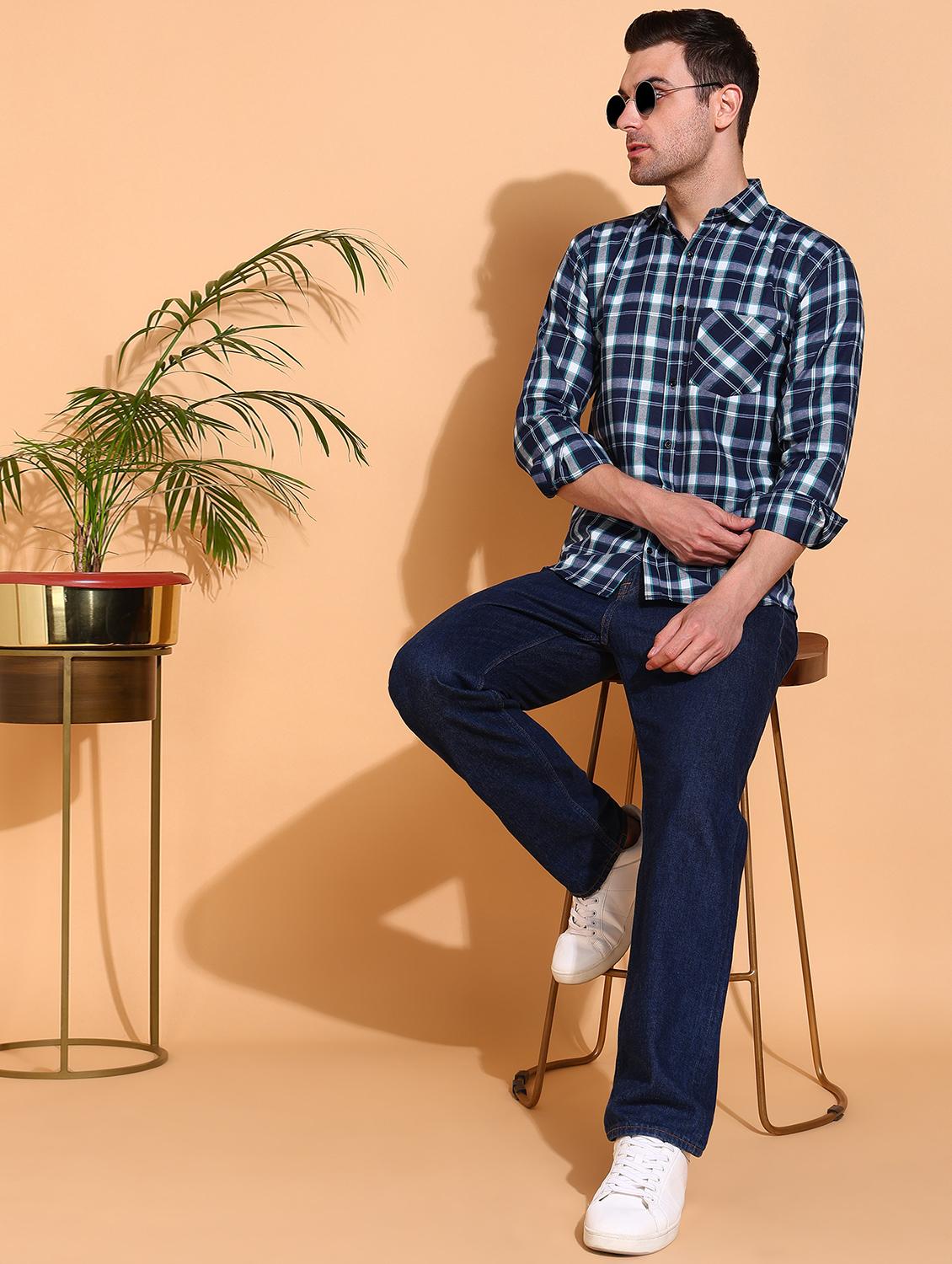 men checkered long sleeve regular fit casual shirt - 21750769 - Standard Image - 3