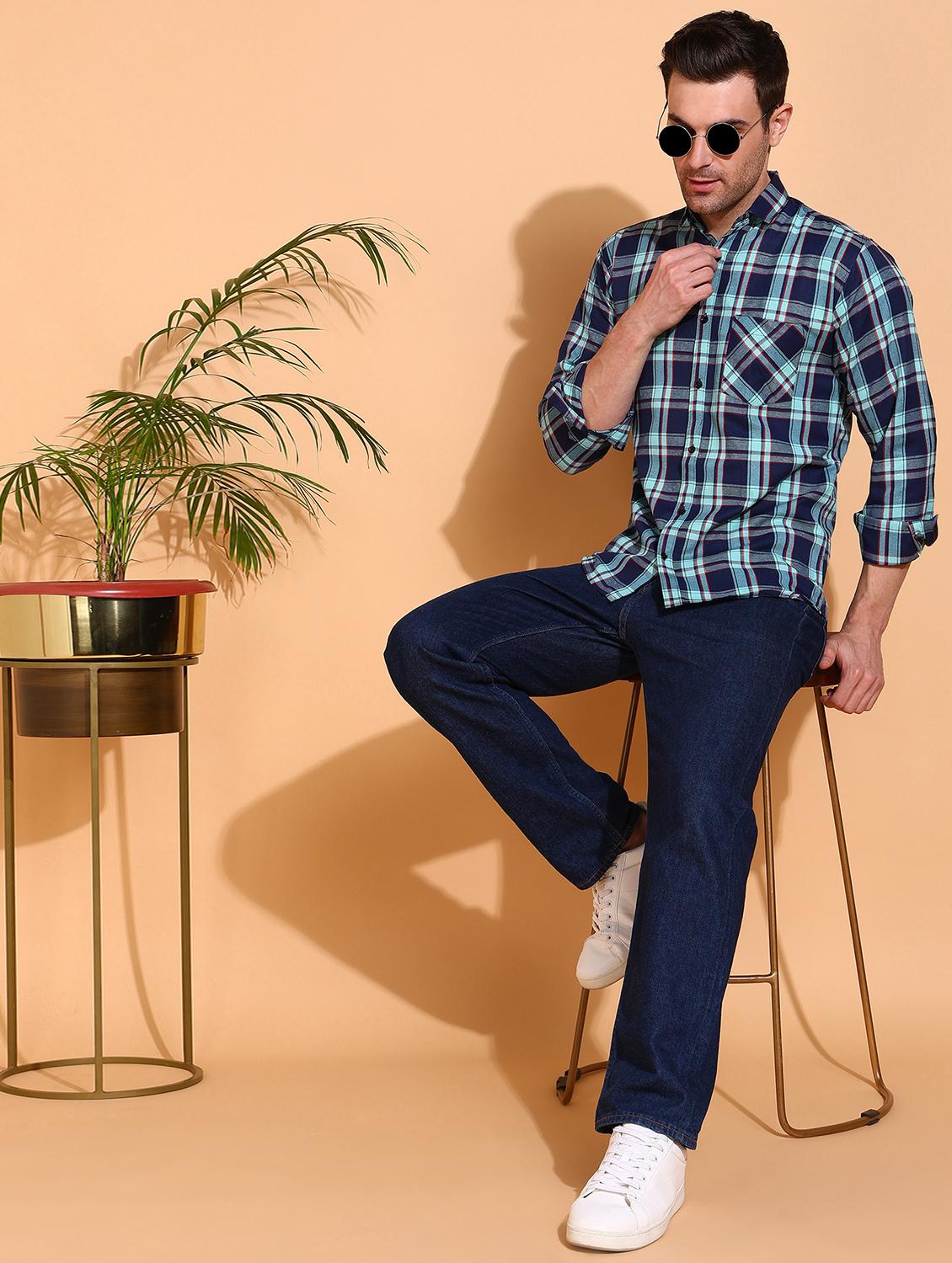 men checkered long sleeve regular fit casual shirt - 21750773 - Standard Image - 3
