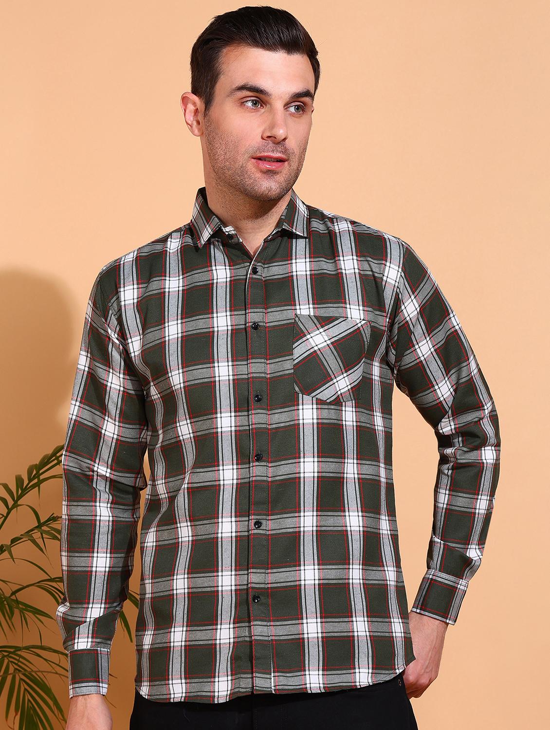 men checkered long sleeve regular fit casual shirt