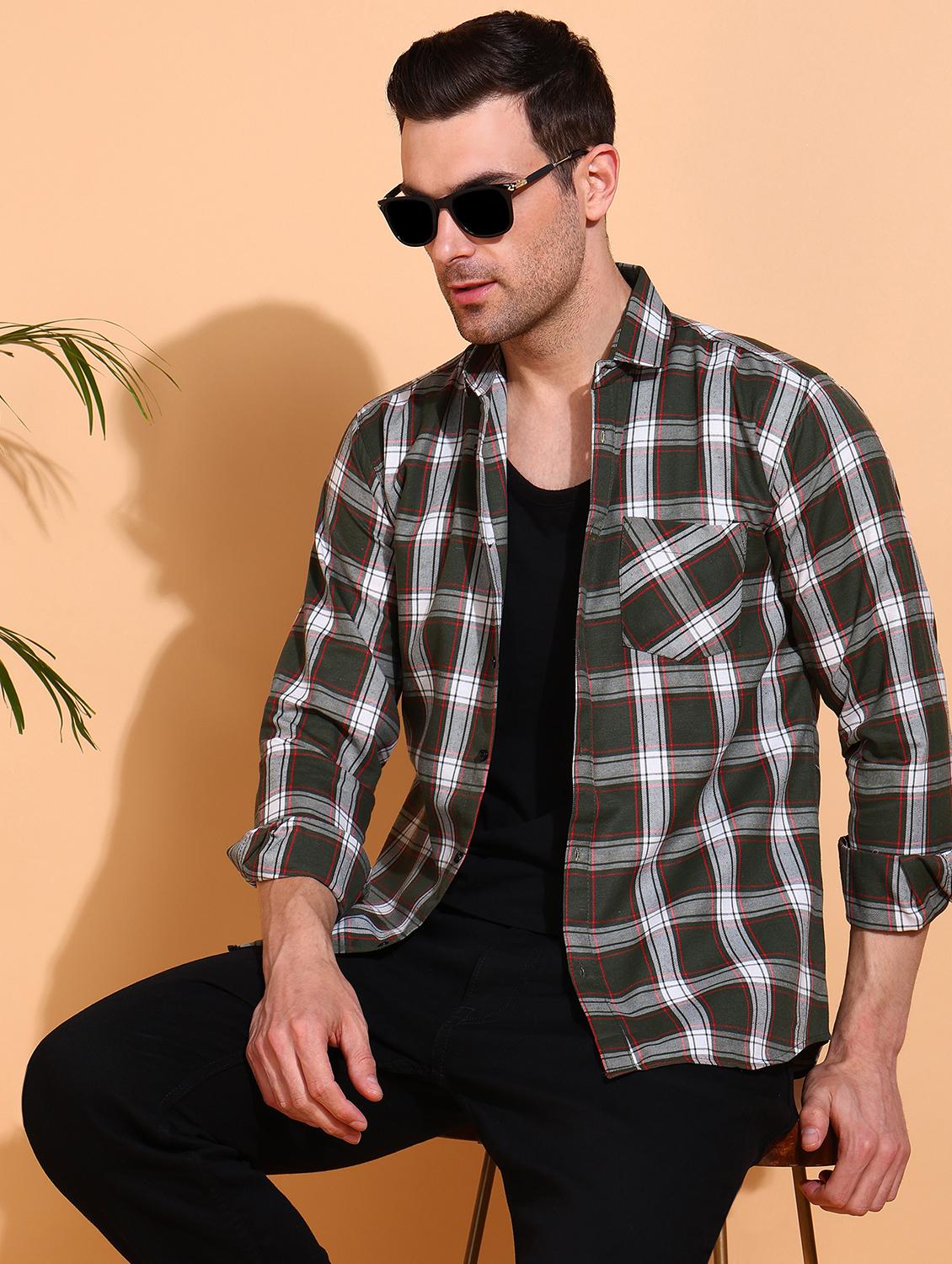 men checkered long sleeve regular fit casual shirt - 21750775 - Standard Image - 3