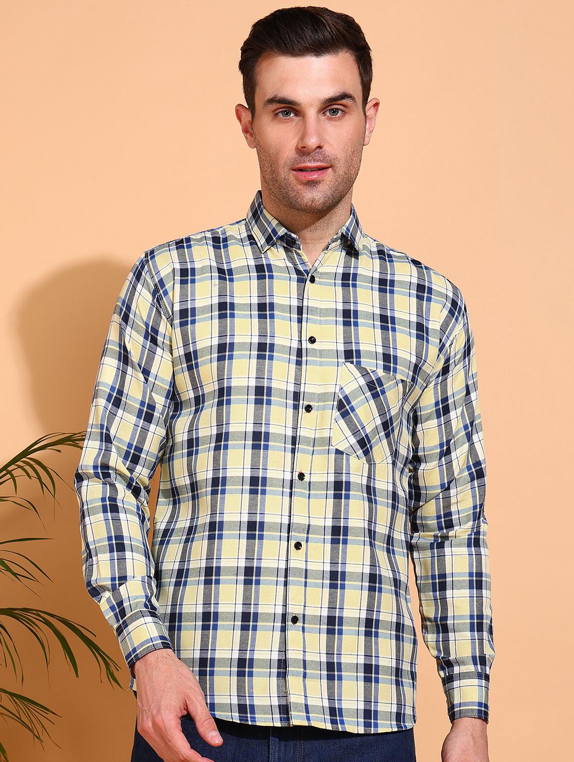 men checkered long sleeve regular fit casual shirt