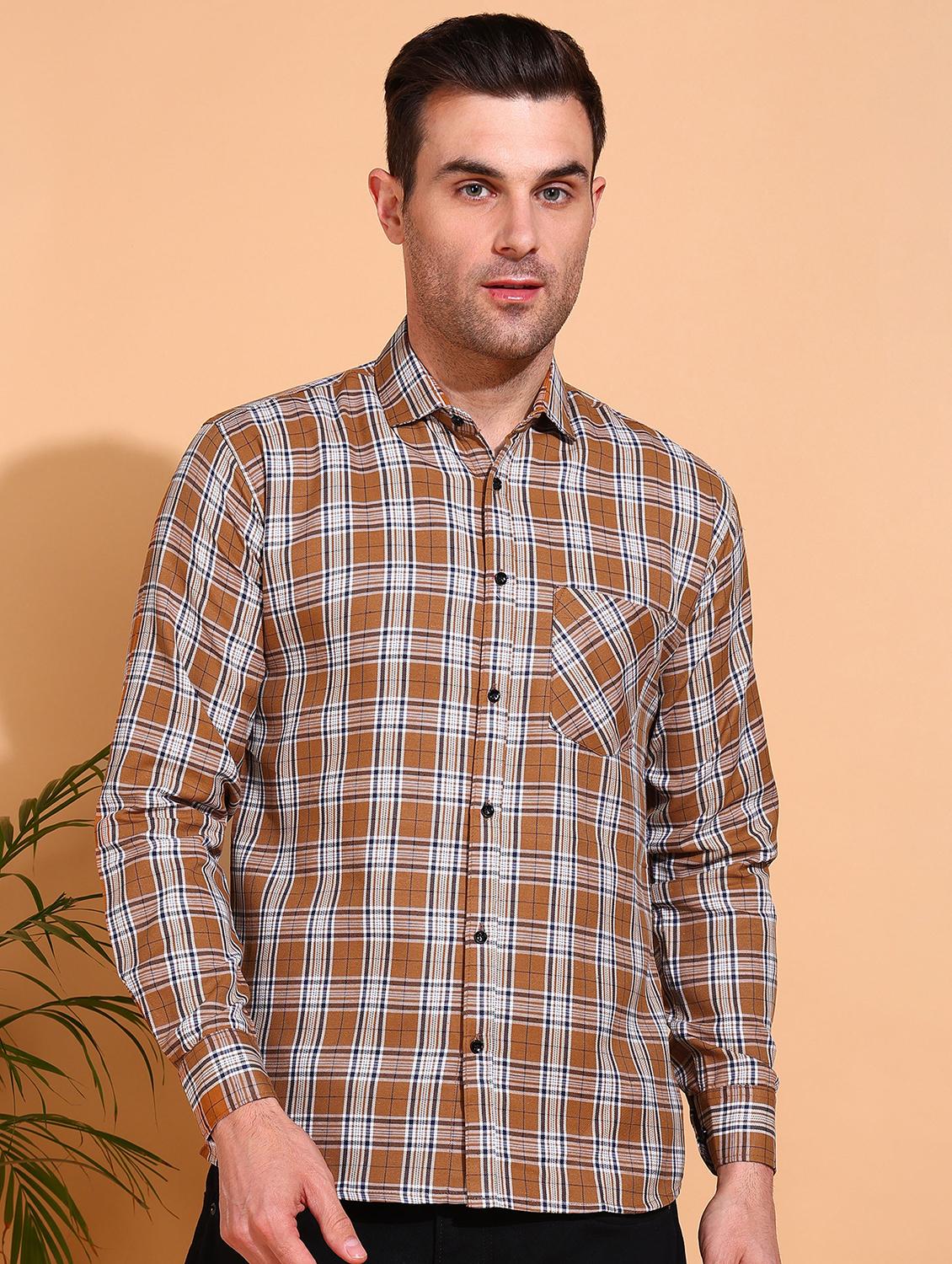 men checkered long sleeve regular fit casual shirt