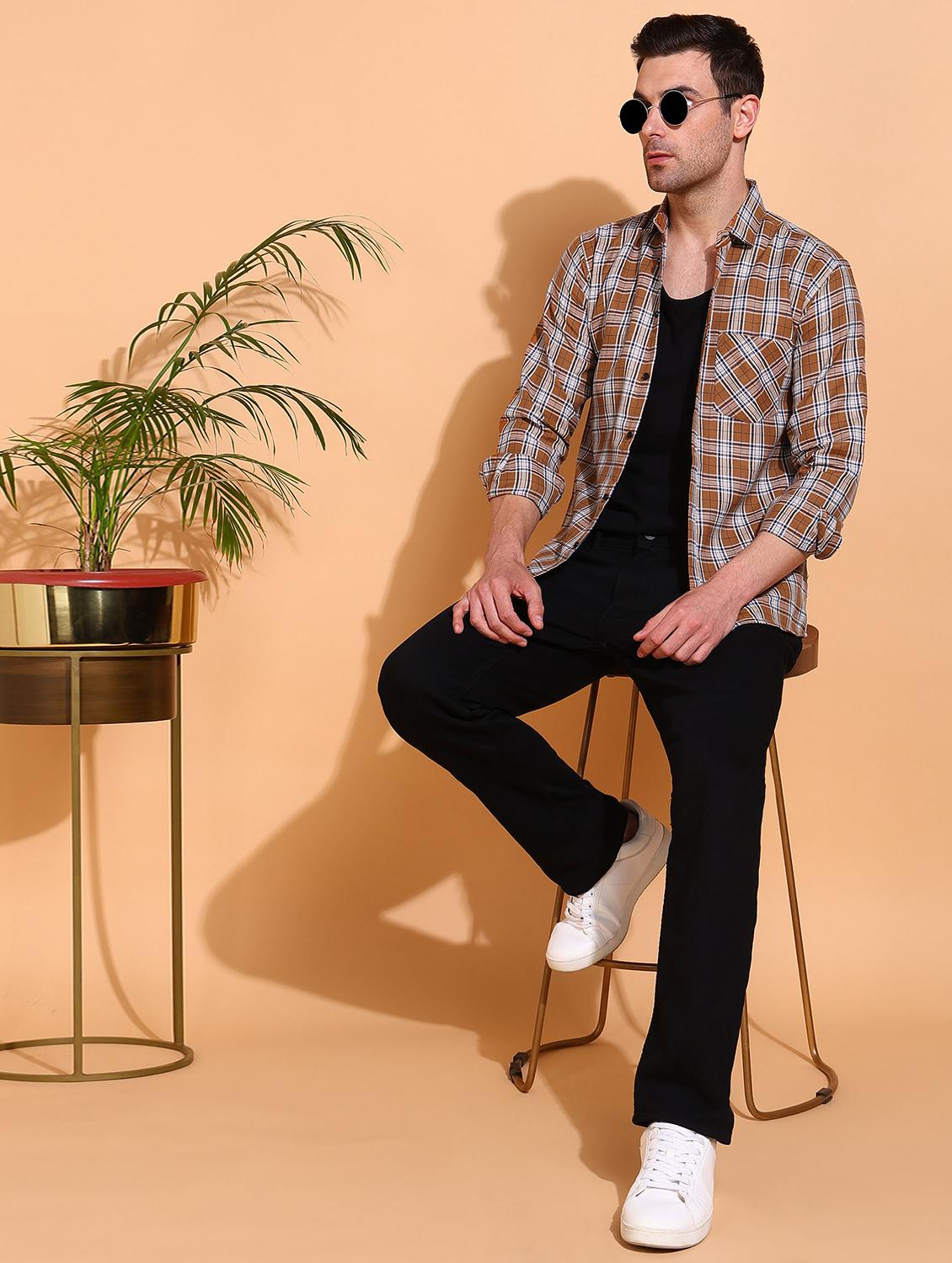 men checkered long sleeve regular fit casual shirt - 21750778 - Standard Image - 3