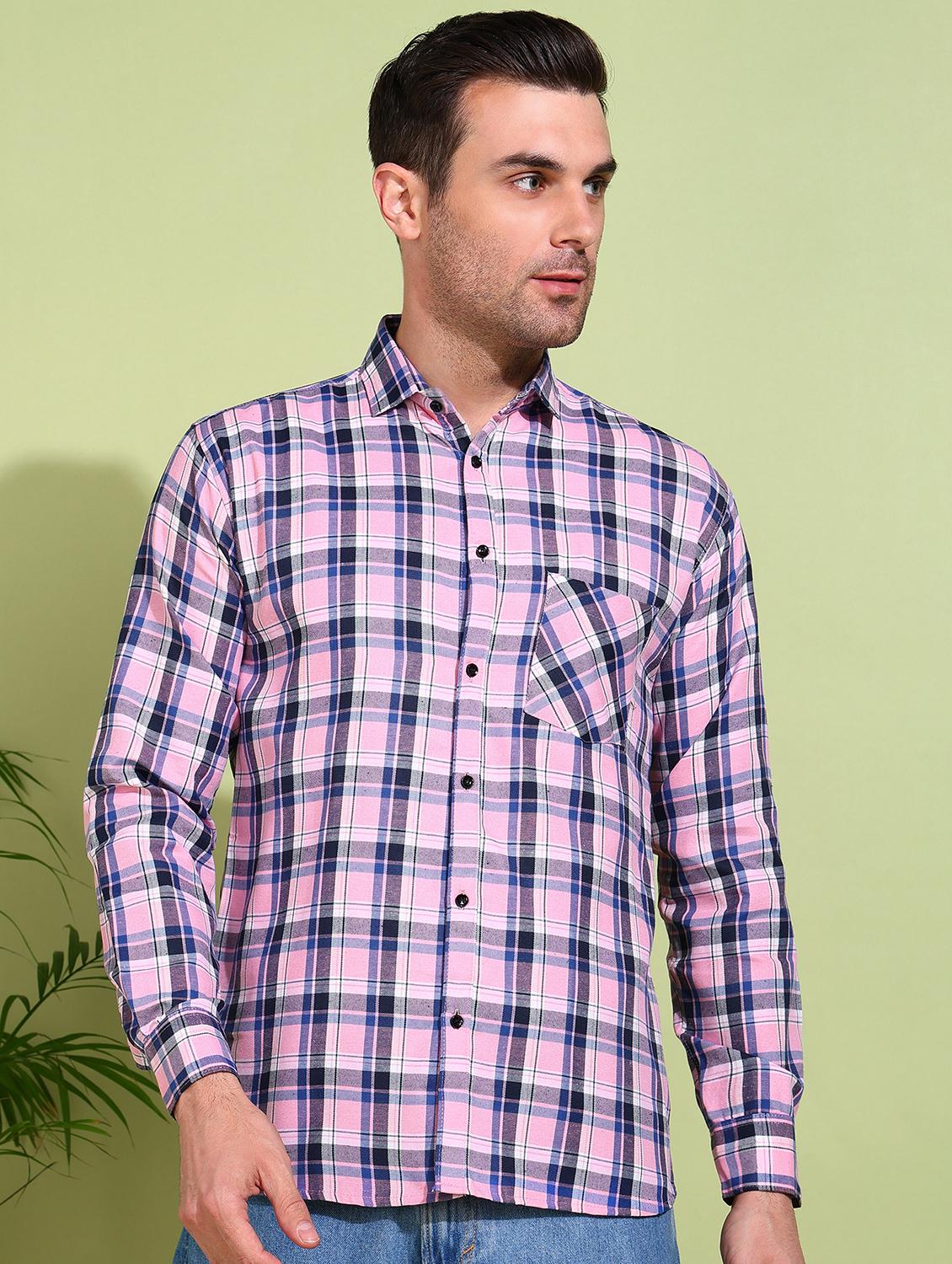 men checkered long sleeve regular fit casual shirt